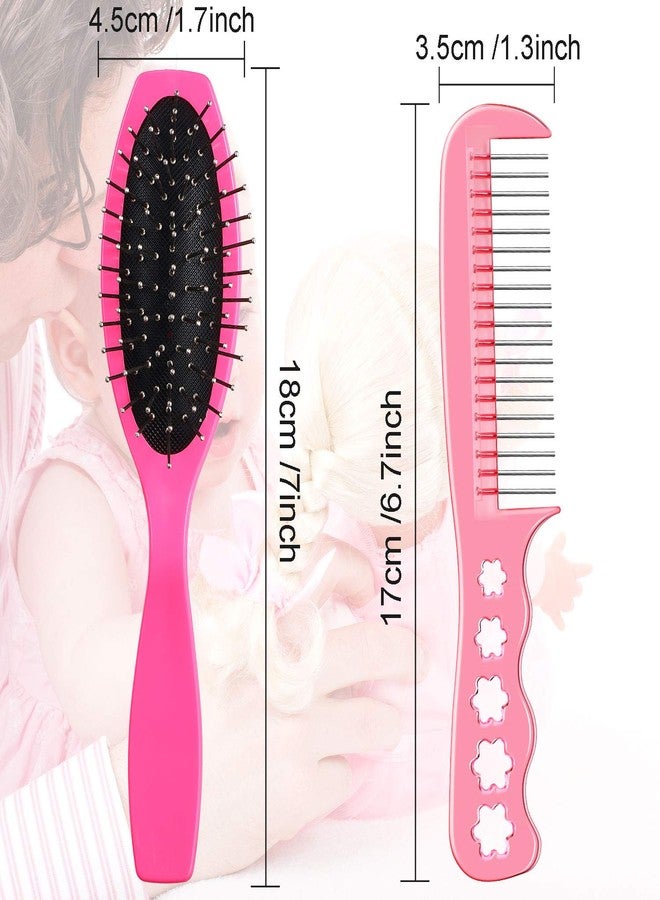 YoungJoy 2 Pcs Mini Hairbrush Play Wig Hair Brush in Pink Styling Accessories Hair Beauty Hair Care Tools Compatible with 18 and 14 Inch Item(Style 5) - Image 2
